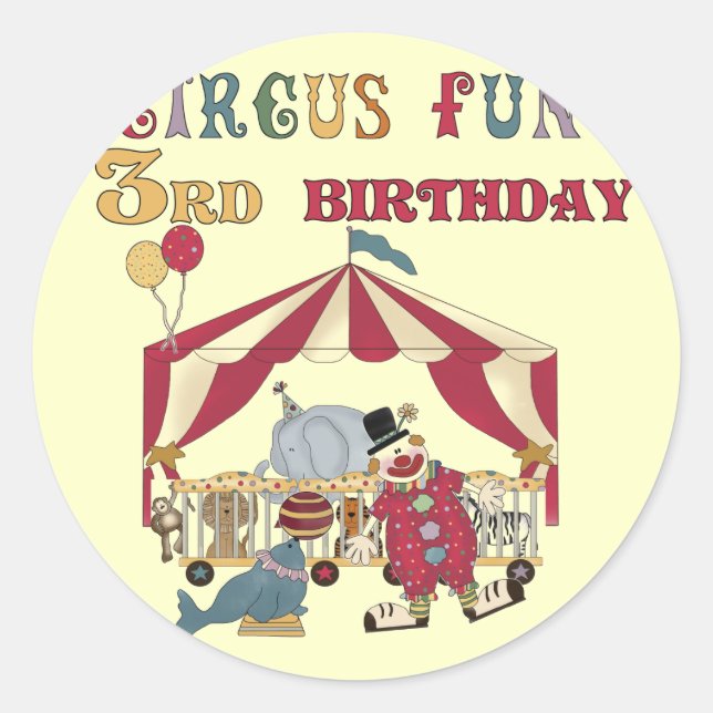 Sticker Rond Cirque 3e Anniversaire Tshirts et cadeaux (Devant)