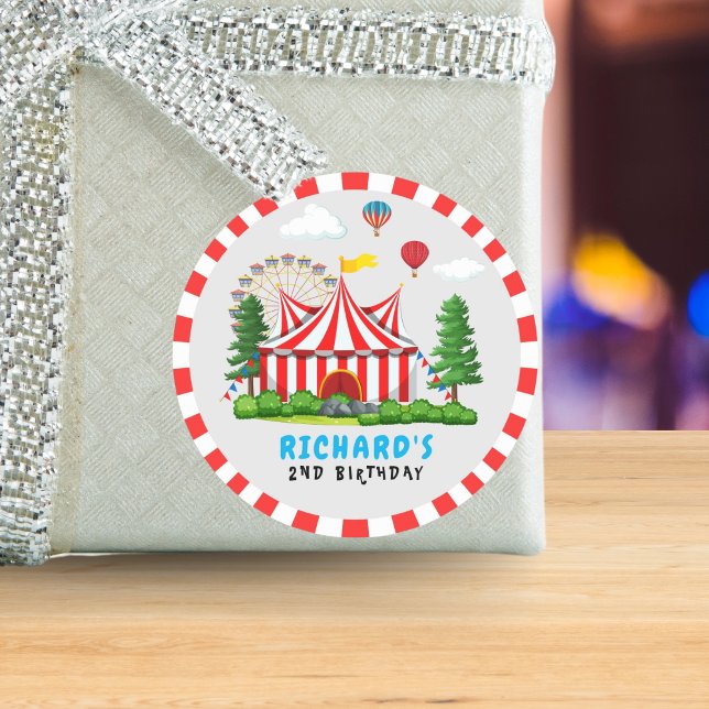 Sticker Rond Cirque Carnaval Thème Anniversaire Fête (Créateur téléchargé)