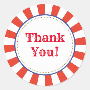 Sticker Rond Cirque Cute Coloré 1er Anniversaire Thème de fête