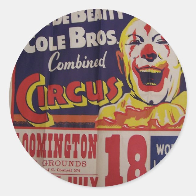 Sticker Rond Cirque, Théâtre rétro 'Clyde Beatty et Cole Bros' (Devant)