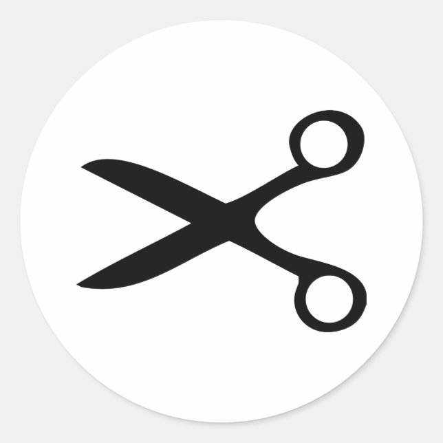 Sticker Rond ciseaux de coiffeur noir (Devant)