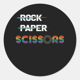 Sticker Rond Ciseaux de papier rock Lesbian Pride