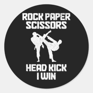 Sticker Rond Ciseaux en papier de rock Arts Martiaux Taekwondo 
