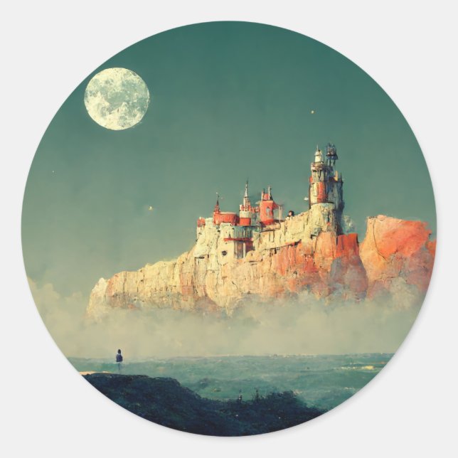Sticker Rond Citadelle côtière Imaginaire Sci-Fi (Devant)