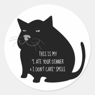 Sticker Rond Citation amusante de chat noir gras Smug