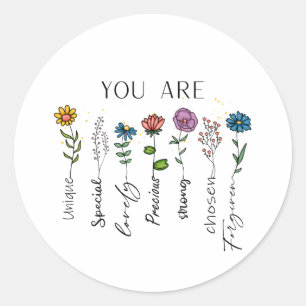 Sticker Rond Citation biblique Inspiration Fleur sauvage Citati