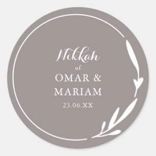 Sticker Rond Citation botanique élégante de Nikkah Pecan