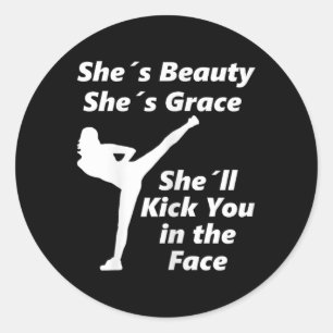Sticker Rond Citation cool de Taekwondo Kickboxing Arts Martiau