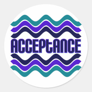 Sticker Rond Citation d'acceptation en bleu vert violet