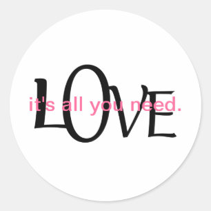 Sticker Rond Citation d'amour mignonne