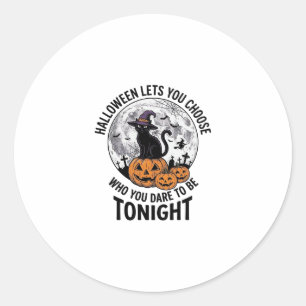 Sticker Rond Citation de chat Halloween Citrouille Sorcière Gra