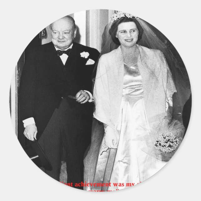 Sticker Rond Citation de Churchill & Famous Marriage (Devant)
