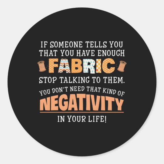 Sticker Rond Citation De Couture De Quilte Pour Chaudière D'Égo (Devant)