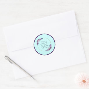 Sticker Rond Citation de Jane Austen avec cadre doré et fleurs 