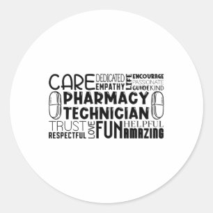 Sticker Rond Citation de la pharmacie Tech Médecine pharmacienn