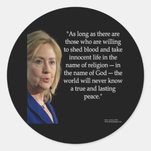Sticker Rond Citation de la religion du sang d'Hillary Clinton