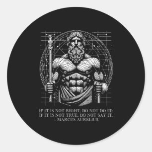 Sticker Rond Citation de la sagesse stoïque de Marcus Aurelius.