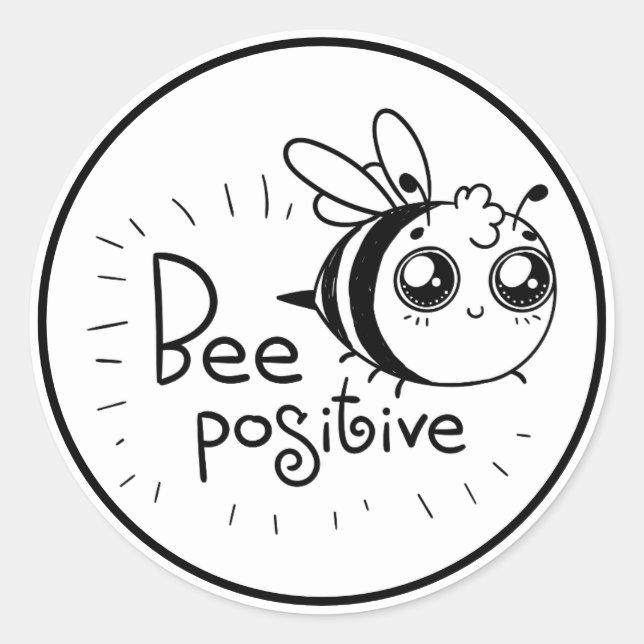 Sticker Rond Citation de l'illustration de l'abeille de Chibi (Devant)