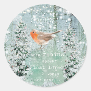 Sticker Rond citation de robin de neige de noël