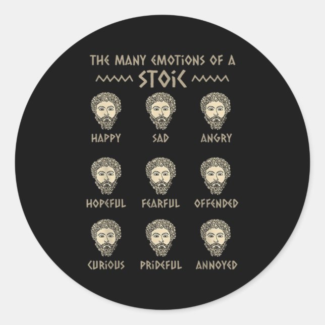 Sticker Rond Citation de stoïcisme masculin Marcus Aurelius Phi (Devant)