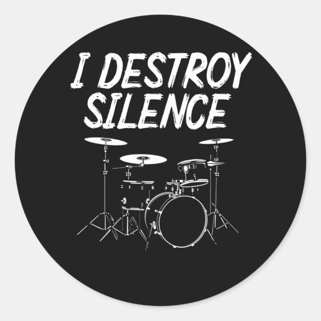 Sticker Rond Citation de tambour Drumset Rock Band Drum Musicie (Devant)