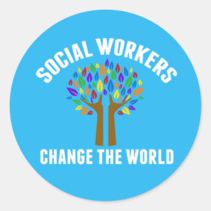 Sticker Rond Citation de travail social mignon