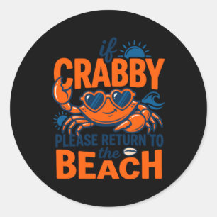 Sticker Rond Citation de vacances à la plage de crabe de cœur m