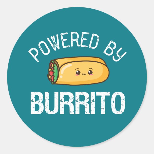 Sticker Rond Citation drôle Burrito et amoureux de la cuisine m (Devant)