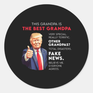 Sticker Rond Citation Drôle De Donald Trump Pour Grand-Père Con