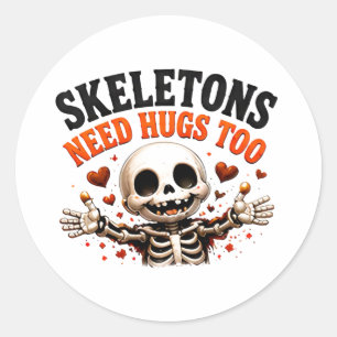 Sticker Rond 🤍 Citation drôle de squelette d'Halloween 💀
