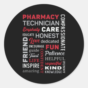 Sticker Rond Citation du pharmacien de la technicienne en pharm