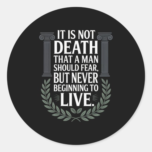 Sticker Rond Citation du philosophe stoïque Motivation stoïcism (Devant)