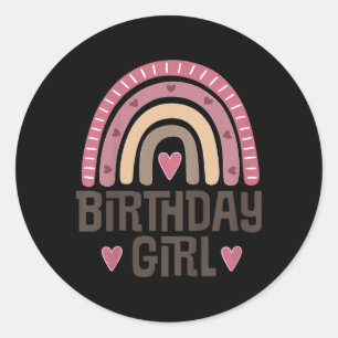 Sticker Rond Citation Fille Anniversaire Enfant Bohème Arc-en-c
