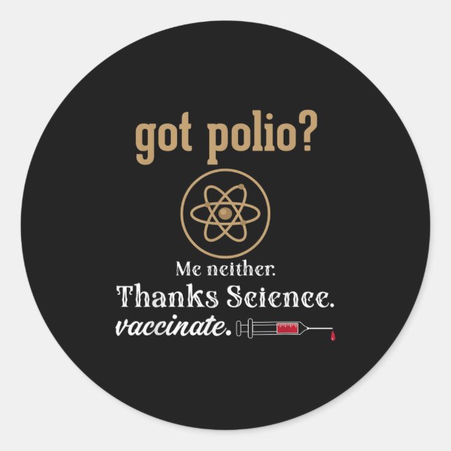 Sticker Rond Citation graphique de l'Humour amusant vacciné Sci (Devant)