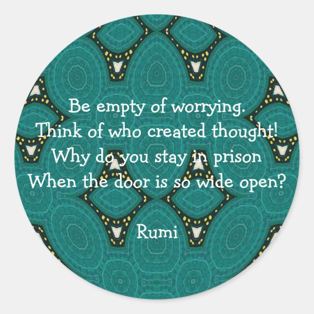 Sticker Rond Citation Inspirante Rumi Avec Design Tribal (Devant)