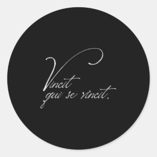 Sticker Rond Citation Latin Tee Vincit Qui Se Vincit Il Conquér