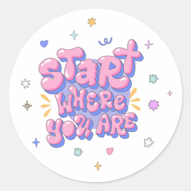 Sticker Rond Citation Lettre Bulle Colorée (Devant)