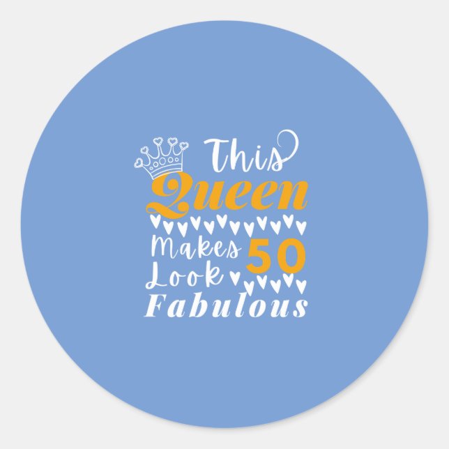 Sticker Rond Citation mignonne pour la reine du 50e anniversair (Devant)