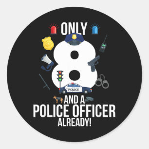 Sticker Rond Citation pour garçon de 8 ans _seulement 8 ans et
