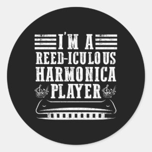 Sticker Rond Citation Pour Harpe De Bouche Pour Harmoniciste Et