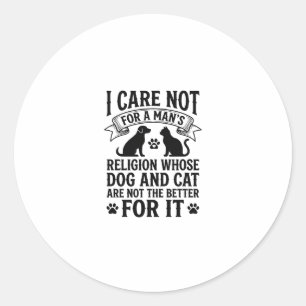 Sticker Rond Citation Religion Chien Chat Vintage Design Amoure
