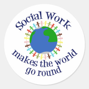 Sticker Rond Citation sur le travail social inspirationnel