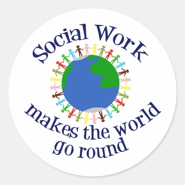 Sticker Rond Citation sur le travail social inspirationnel (Devant)