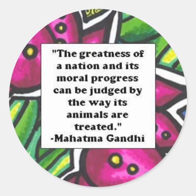 Sticker Rond Citation végétarienne (Devant)