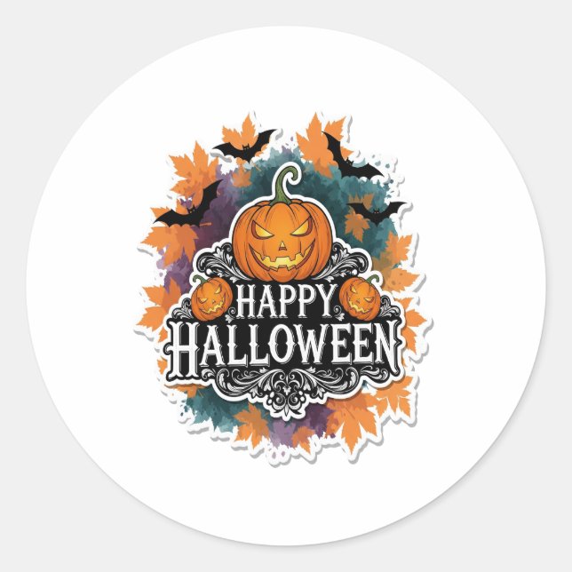 Sticker Rond Citations amusantes et Éffrayantes d'Halloween Hap (Devant)