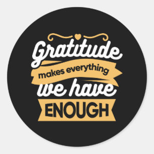 Sticker Rond Citations de la typographie de la Gratitude inspir