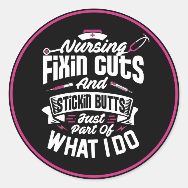 Sticker Rond Citations de soins infirmiers (Devant)