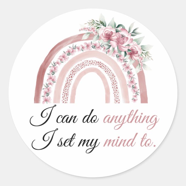Sticker Rond Citations florales d'affirmation motivationnelle a (Devant)