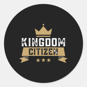 Sticker Rond Citoyen du Royaume Jésus Couronné Roi Ciel