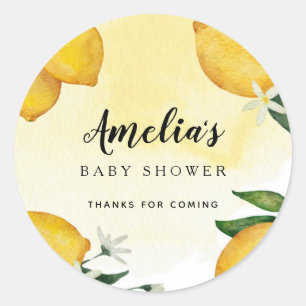 Sticker Rond Citron Baby shower Favoriser